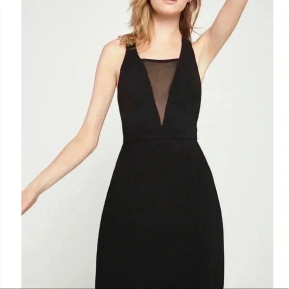 BCBGenerstion Illusion Mesh Deep V Mini Dress - Picture 3 of 8